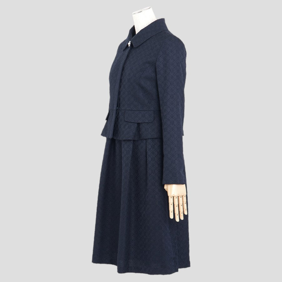 刺繍風ジャガードワンピース(Mサイズ/ネイビー/Dear Princess(ディアプリンセス))USED