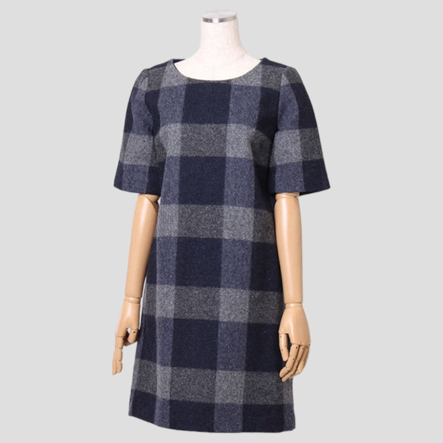 BRITISH WOOL CHECK DRESS チェックワンピース(Mサイズ/グレー/THE DUFFER of St.GEORE(ザ ダファー オブ セントジョージ))USED