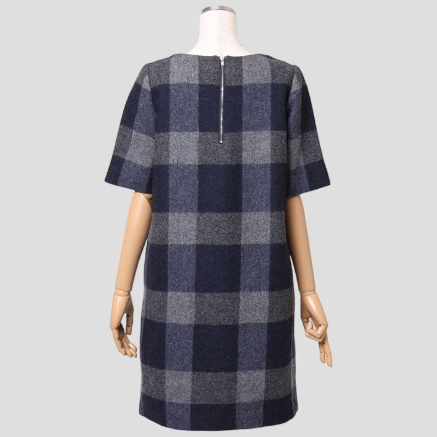 BRITISH WOOL CHECK DRESS チェックワンピース(Mサイズ/グレー/THE DUFFER of St.GEORE(ザ ダファー オブ セントジョージ))USED