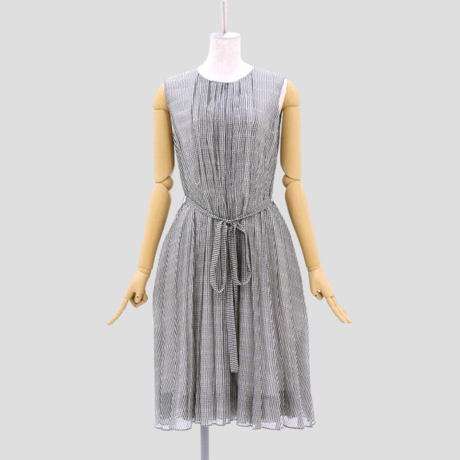 ドット柄 ウエストリボン ワンピース(Lサイズ/ブラック/MaxMara(マックスマーラ))