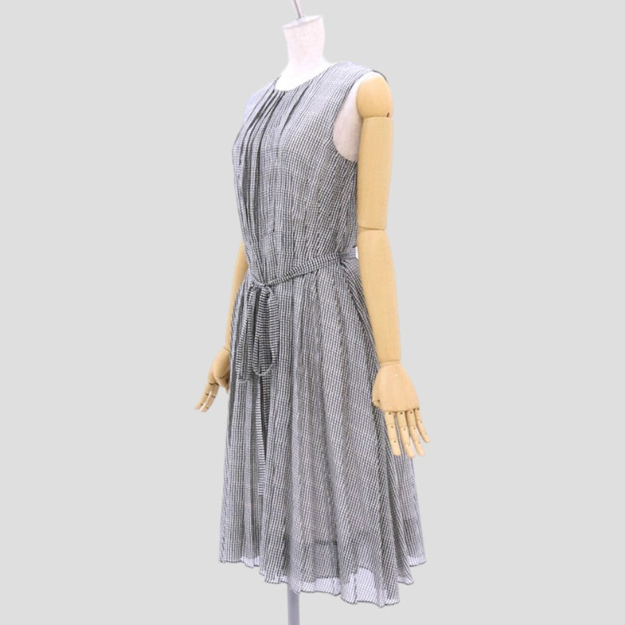 ドット柄 ウエストリボン ワンピース(Lサイズ/ブラック/MaxMara(マックスマーラ))