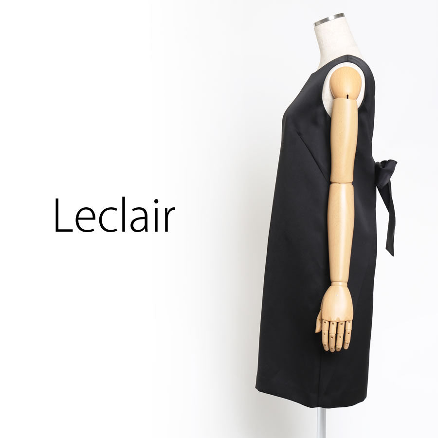 サテン バックリボンDress ワンピース(Fサイズ/ブラック/Leclair(ルクレール))USED