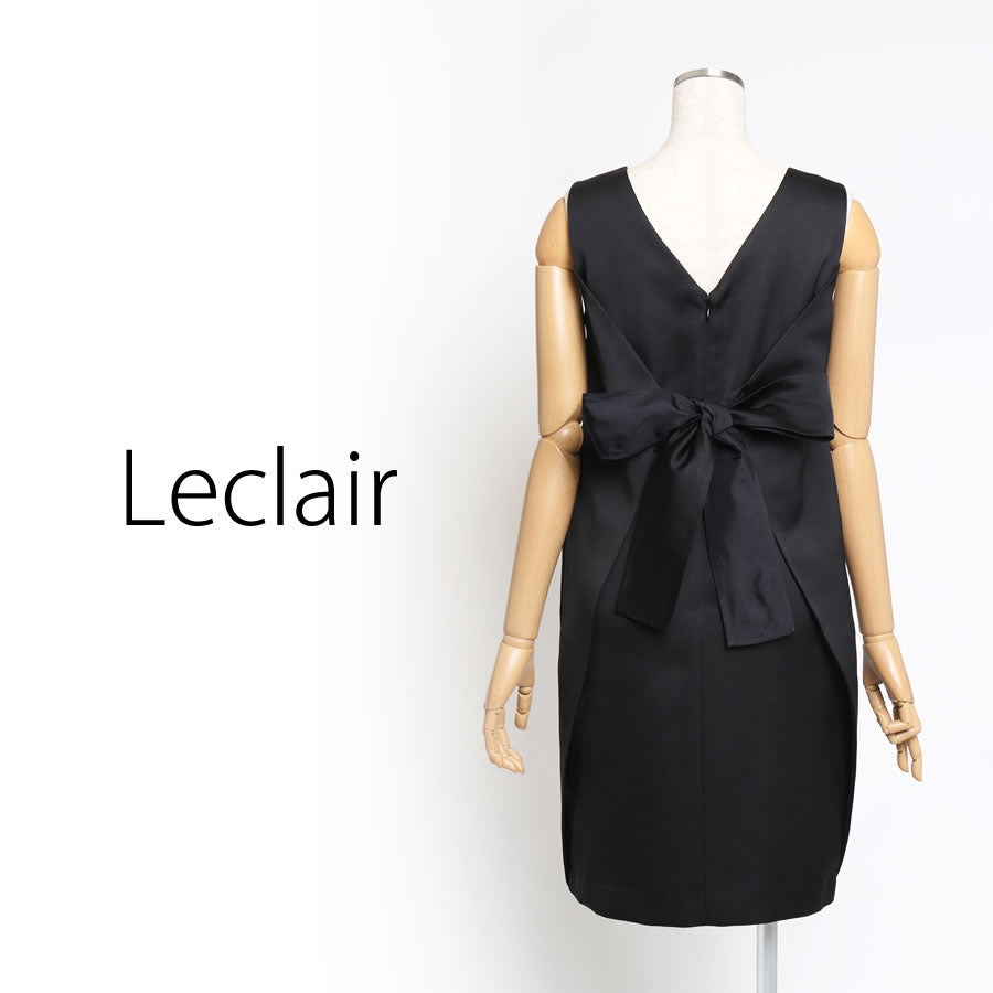 サテン バックリボンDress ワンピース(Fサイズ/ブラック/Leclair(ルクレール))USED