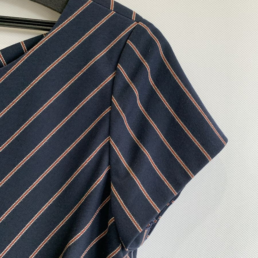 Red Fleece ストレッチツイル ダイヤゴナルストライプ ショートスリーブドレス(Lサイズ/ネイビー/BROOKS BROTHERS(ブルックス ブラザーズ)),春,夏,秋,冬,USED