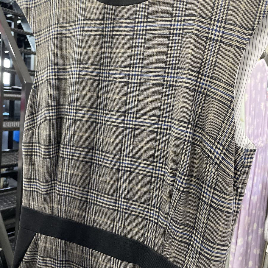 ストレッチウールブレンド カラードグレンプラッド キャップスリーブワンピース(Lサイズ/グレー/BROOKS BROTHERS(ブルックス ブラザーズ))USED