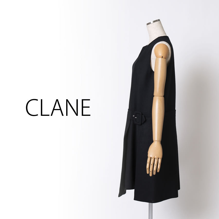 ノースリーブ ベルト装飾 ラップ風ワンピース(Sサイズ/ブラック/CLANE(クラネ))USED