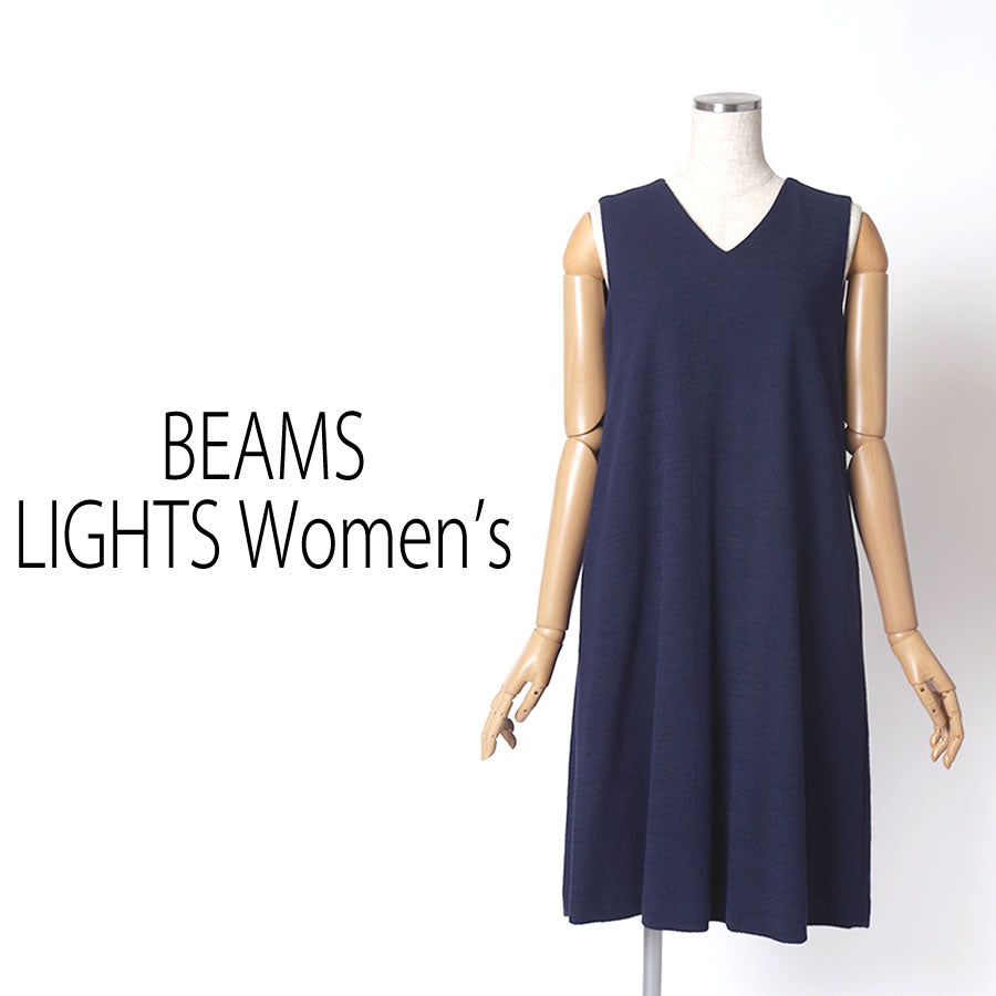 コットンツイード ノースリーブ ワンピース(Sサイズ/ネイビー/BEAMS LIGHTS Women's(ビームスライツ ウィメンズ))USED