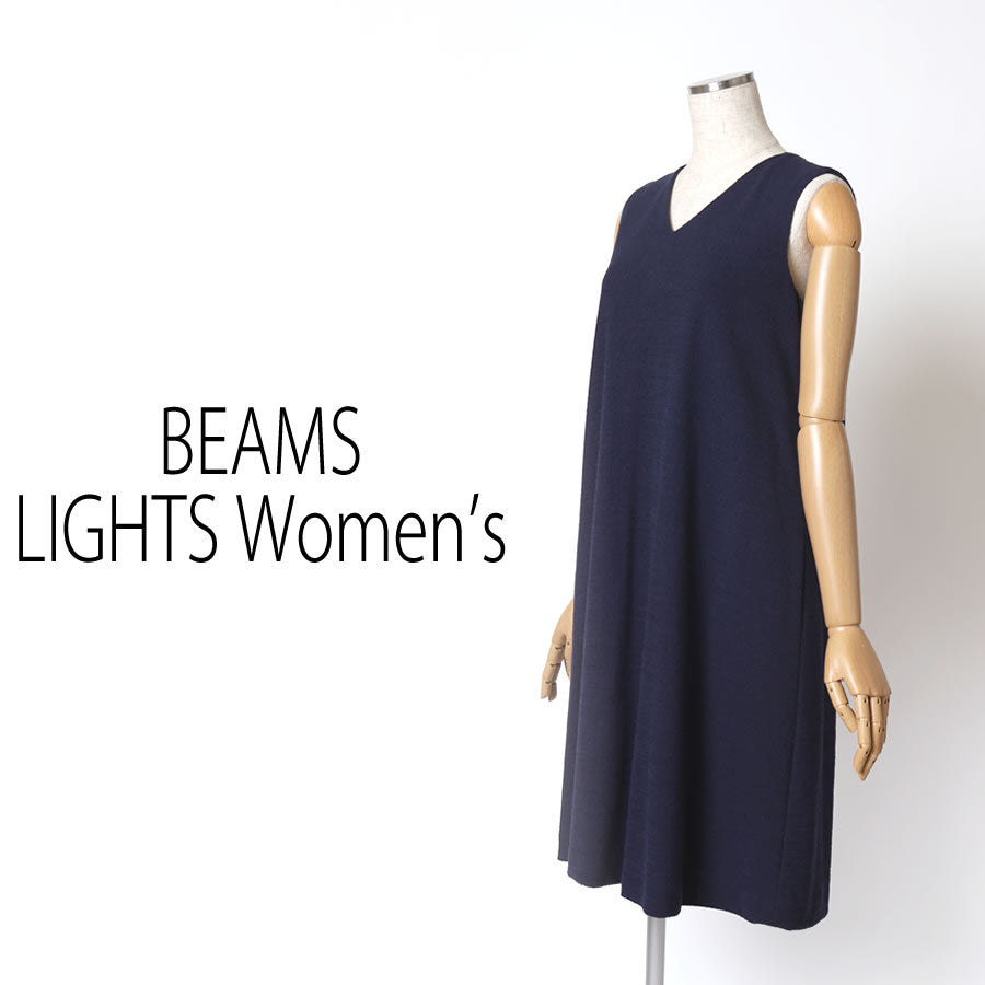 コットンツイード ノースリーブ ワンピース(Sサイズ/ネイビー/BEAMS LIGHTS Women's(ビームスライツ ウィメンズ))USED
