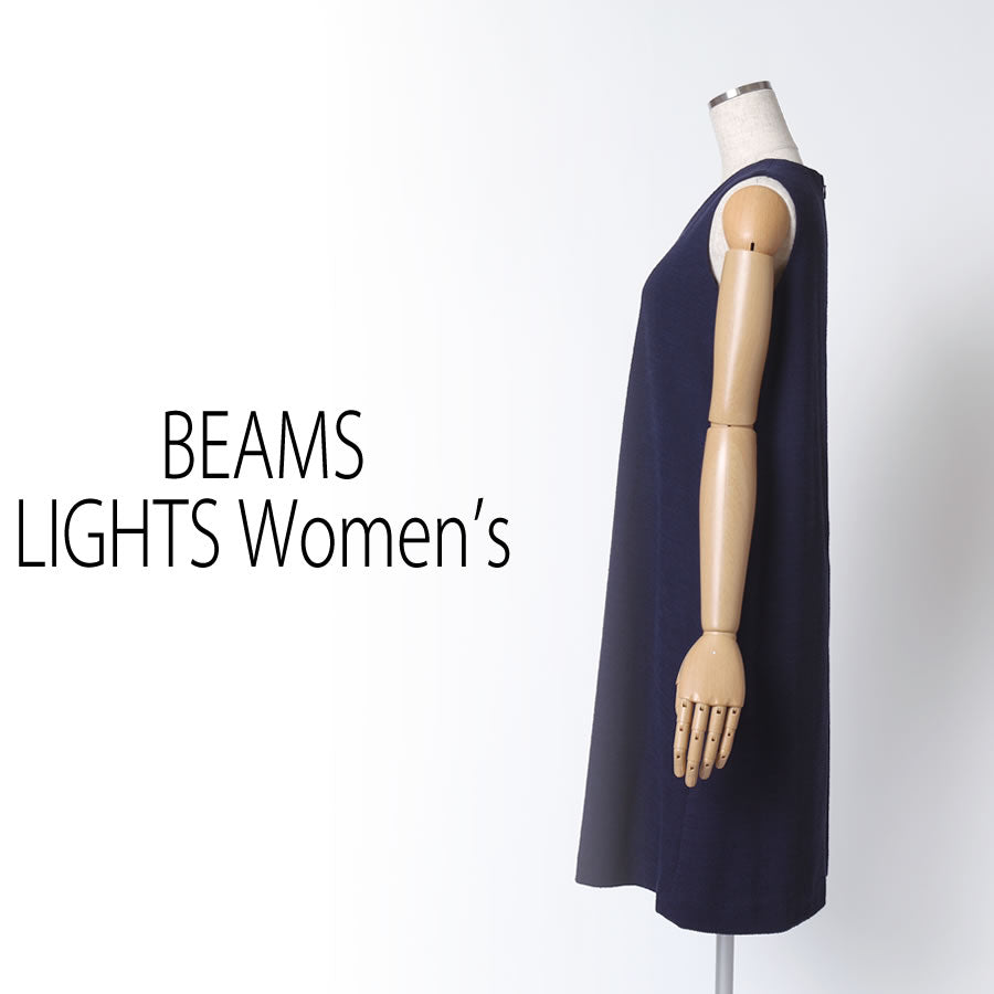 コットンツイード ノースリーブ ワンピース(Sサイズ/ネイビー/BEAMS LIGHTS Women's(ビームスライツ ウィメンズ))USED