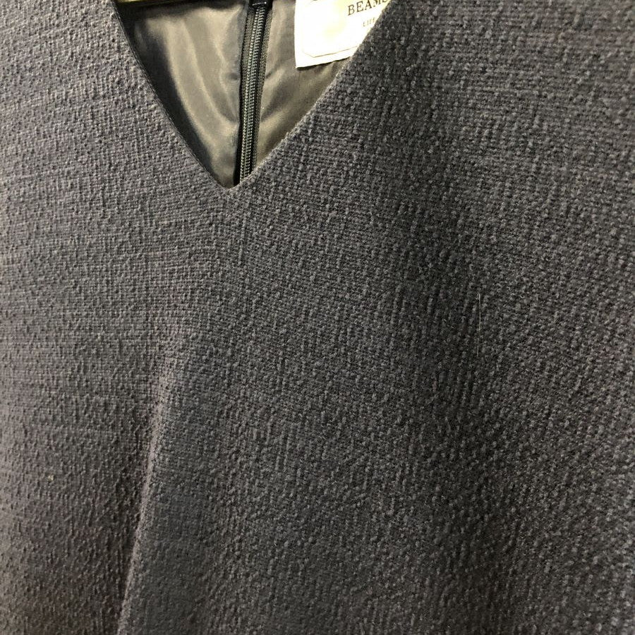 コットンツイード ノースリーブ ワンピース(Sサイズ/ネイビー/BEAMS LIGHTS Women's(ビームスライツ ウィメンズ))USED