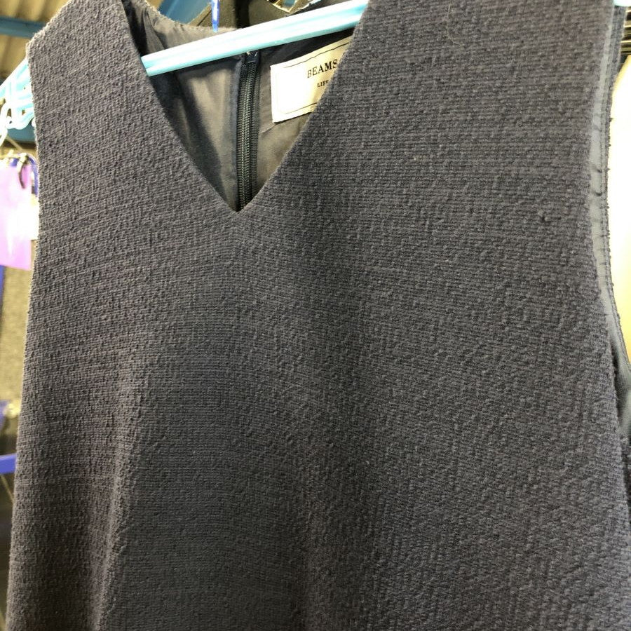 コットンツイード ノースリーブ ワンピース(Sサイズ/ネイビー/BEAMS LIGHTS Women's(ビームスライツ ウィメンズ))USED
