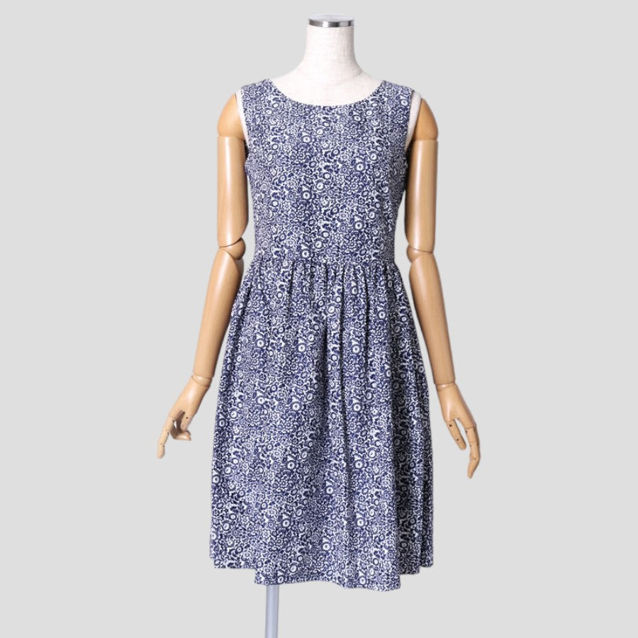 フラワープリント ノースリーブワンピース(Mサイズ/ネイビー/BEAMS LIGHTS Women's(ビームスライツ ウィメンズ))USED