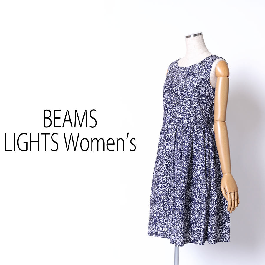 フラワープリント ノースリーブワンピース(Mサイズ/ネイビー/BEAMS LIGHTS Women's(ビームスライツ ウィメンズ))USED