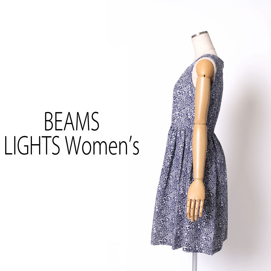 フラワープリント ノースリーブワンピース(Mサイズ/ネイビー/BEAMS LIGHTS Women's(ビームスライツ ウィメンズ))USED