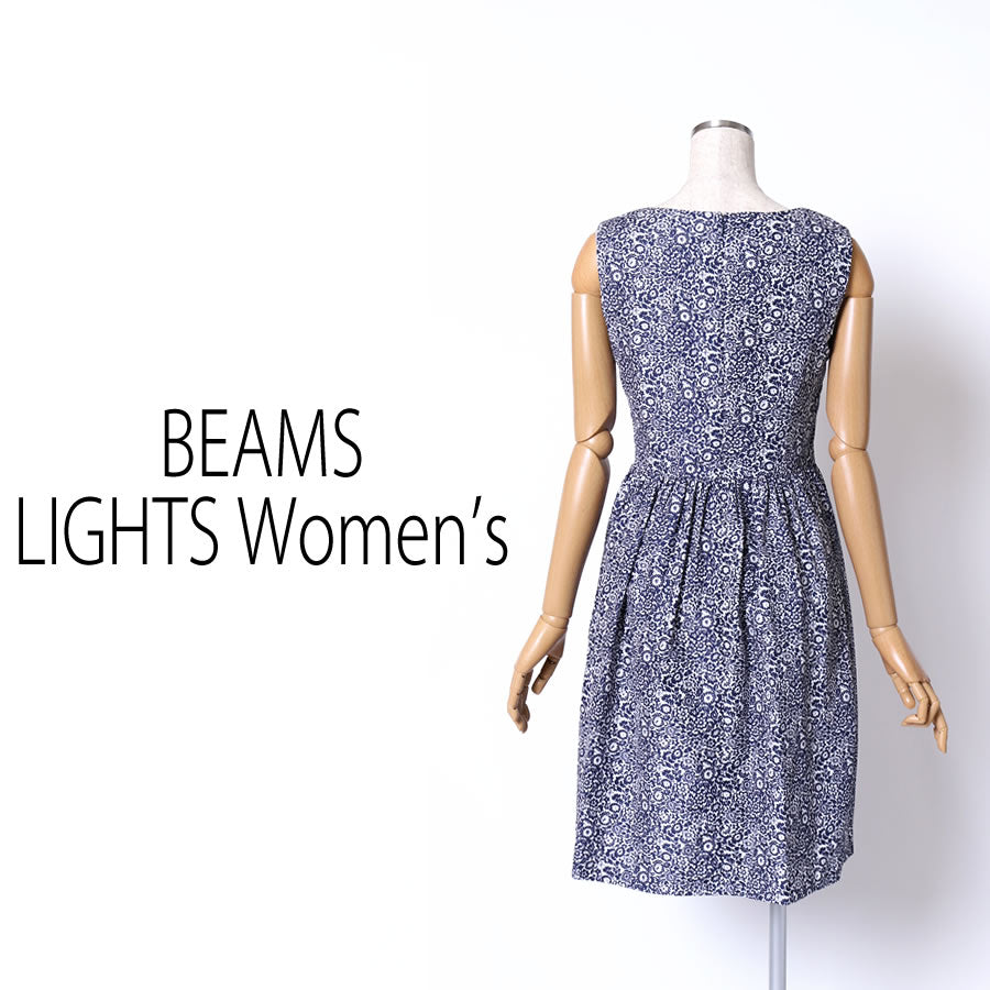 フラワープリント ノースリーブワンピース(Mサイズ/ネイビー/BEAMS LIGHTS Women's(ビームスライツ ウィメンズ))USED