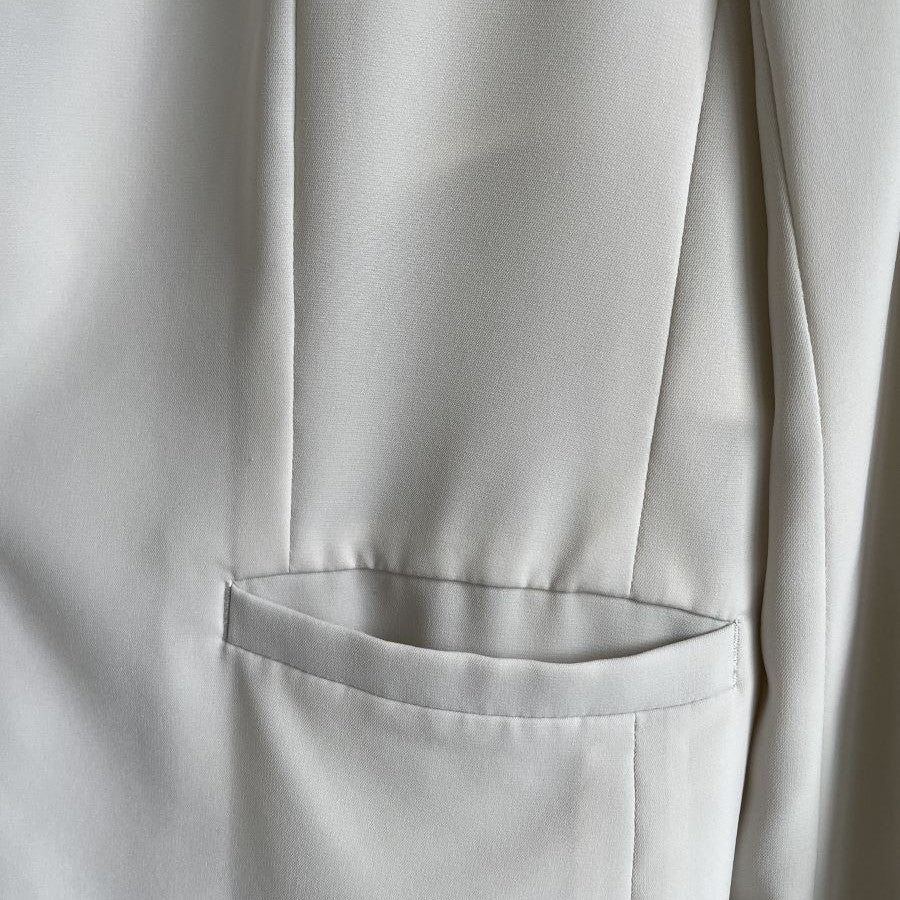 ノーカラージャケット(Mサイズ/ベージュ/自由区(ジユウク))USED