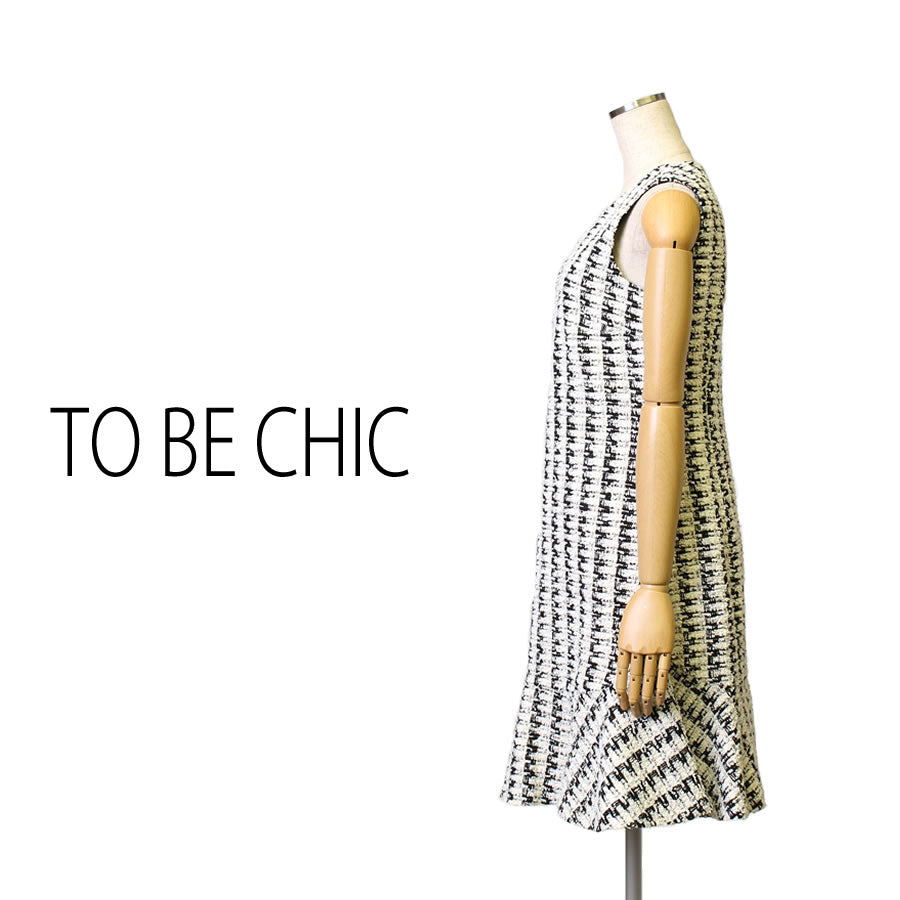 チェック ツイードドレス(Lサイズ/ブラック/TO BE CHIC(トゥービーシック))USED