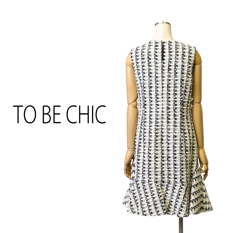 チェック ツイードドレス(Lサイズ/ブラック/TO BE CHIC(トゥービーシック))USED