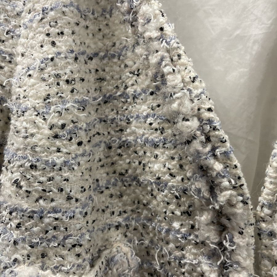 ファンシーツイード ノーカラー ジャケット ショート丈(Lサイズ/ホワイト/TO BE CHIC(トゥービーシック))USED