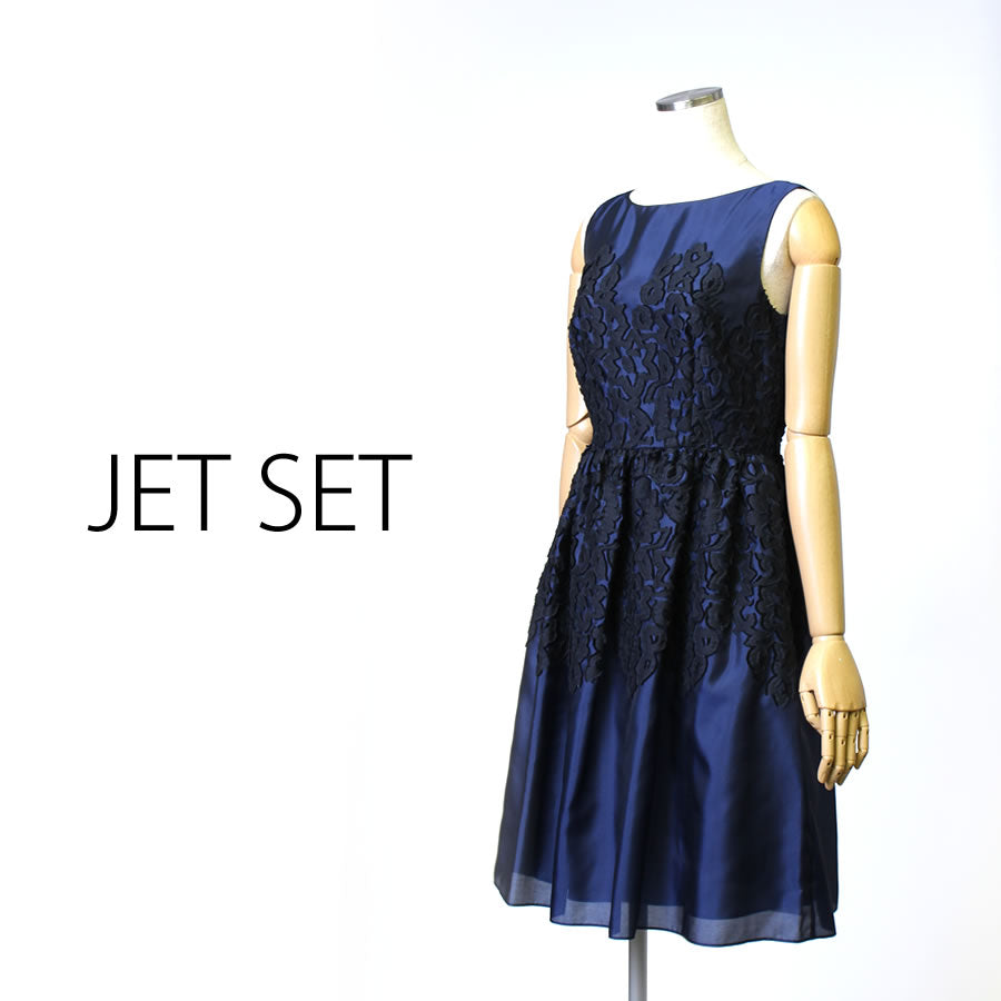 ジャガード ウエスト切替 ノースリーブ ワンピース(Mサイズ/ネイビー/JET SET(ジェットセット))USED