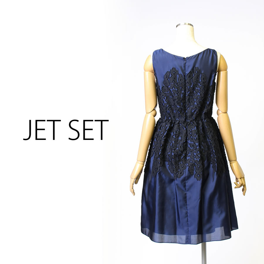 ジャガード ウエスト切替 ノースリーブ ワンピース(Mサイズ/ネイビー/JET SET(ジェットセット))USED