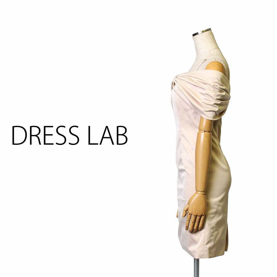 リボン オフショル タイト パーティードレス(Sサイズ/ベージュ/DRESS LAB(ドレスラボ))USED
