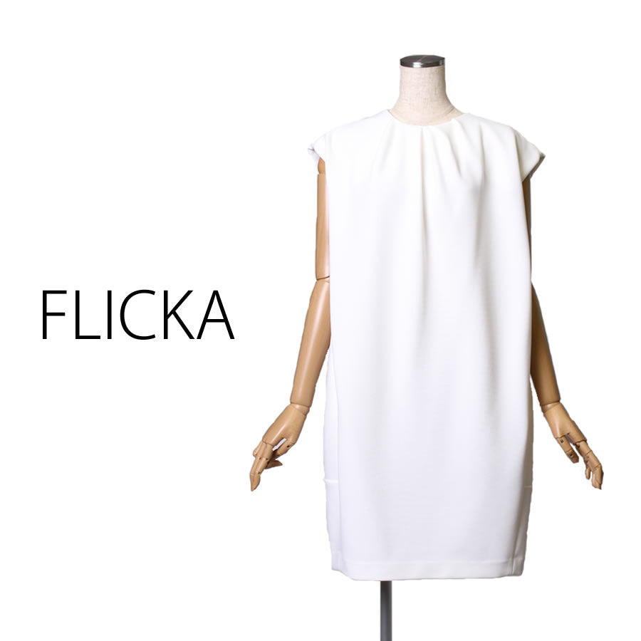 FO ジャージーフロントタック ワンピース(Fサイズ/ホワイト/FLICKA(フリッカ))USED