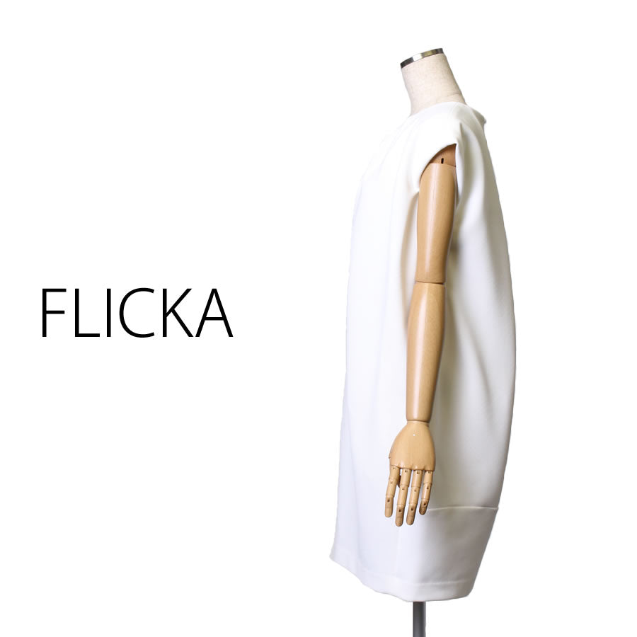 FO ジャージーフロントタック ワンピース(Fサイズ/ホワイト/FLICKA(フリッカ))USED