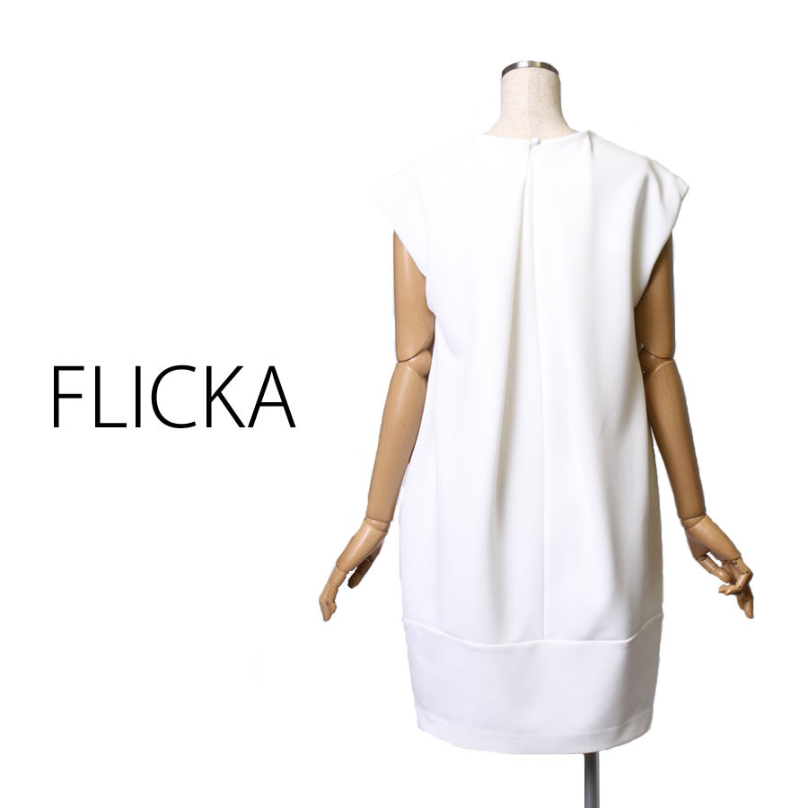 FO ジャージーフロントタック ワンピース(Fサイズ/ホワイト/FLICKA(フリッカ))USED