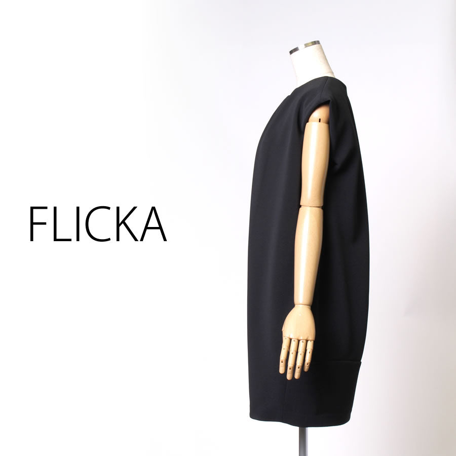 FO ジャージーフロントタック ワンピース(Fサイズ/ブラック/FLICKA(フリッカ))USED