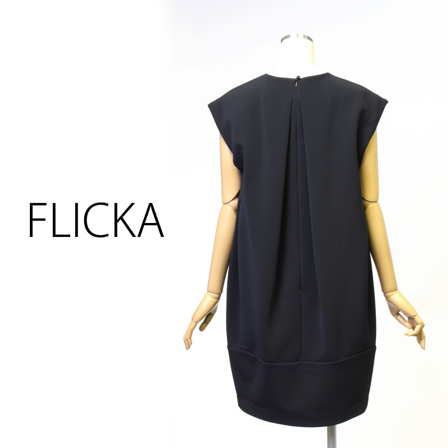 FO ジャージーフロントタック ワンピース(Fサイズ/ブラック/FLICKA(フリッカ))USED