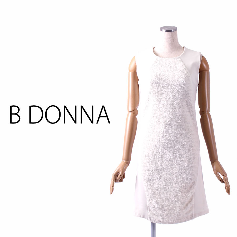 ツイード&ジャージ切り替えデザインワンピース(Mサイズ/ホワイト/B DONNA(ビドンナ))USED