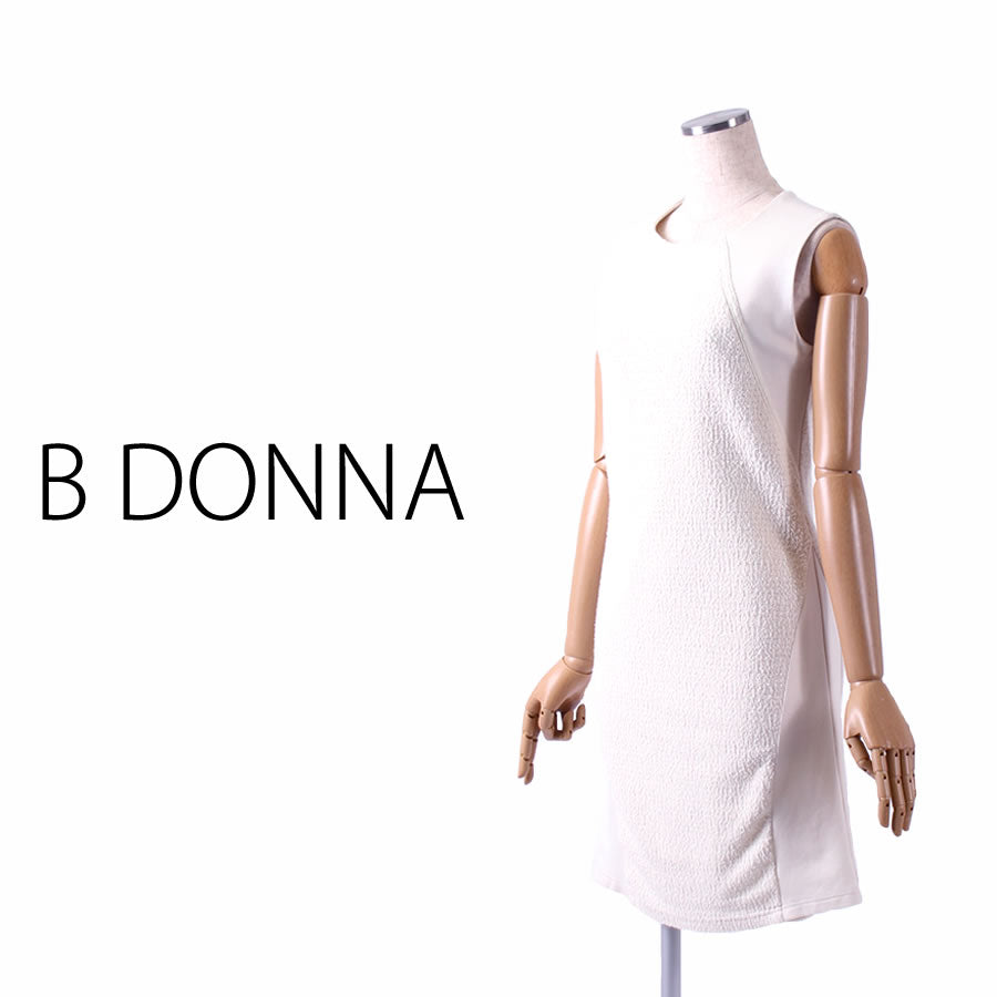 ツイード&ジャージ切り替えデザインワンピース(Mサイズ/ホワイト/B DONNA(ビドンナ))USED