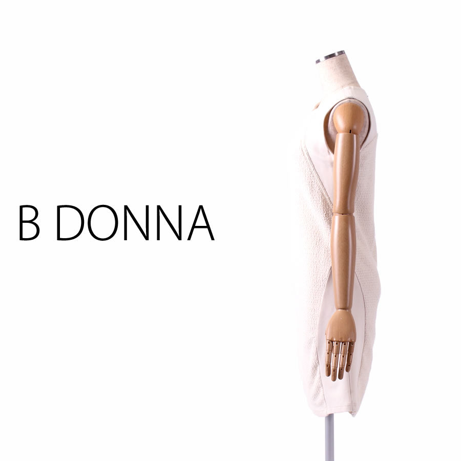 ツイード&ジャージ切り替えデザインワンピース(Mサイズ/ホワイト/B DONNA(ビドンナ))USED