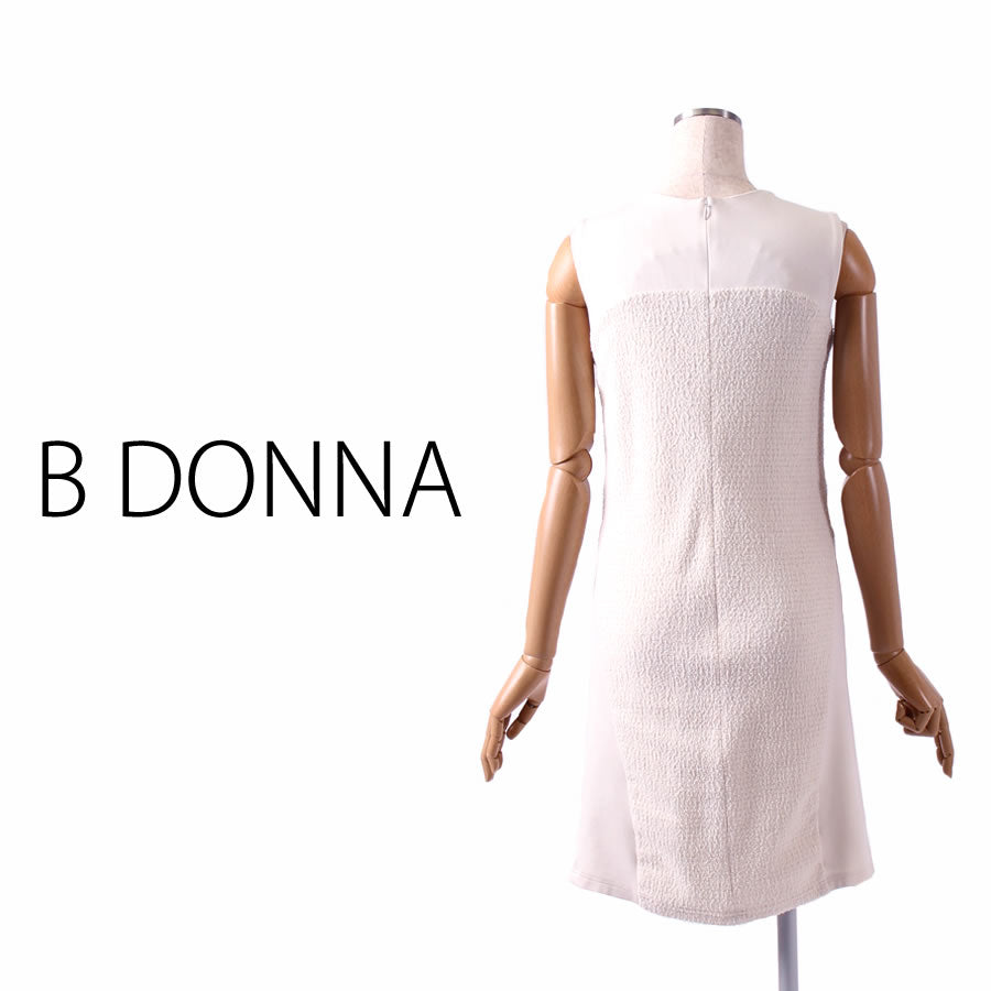 ツイード&ジャージ切り替えデザインワンピース(Mサイズ/ホワイト/B DONNA(ビドンナ))USED