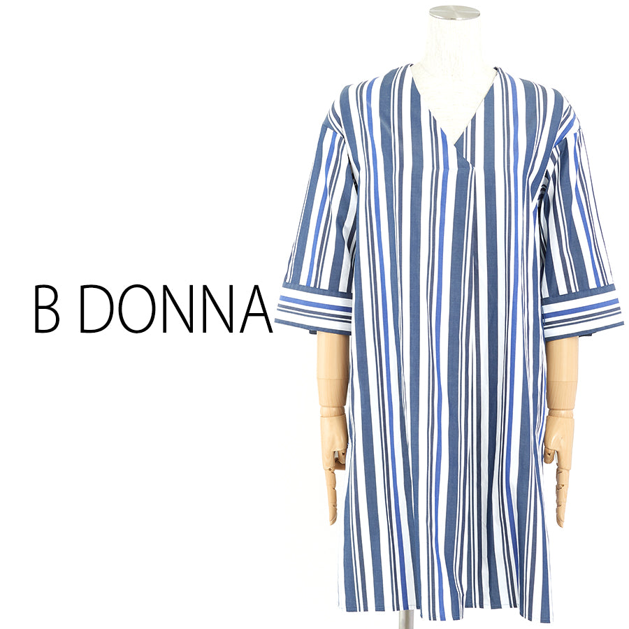 ストライプチュニック(Mサイズ/ネイビー/B DONNA(ビドンナ))USED