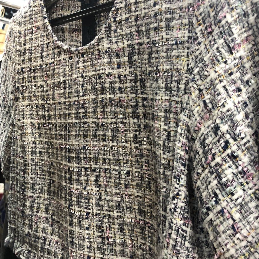 コントラストツイードワンピース(Lサイズ/ネイビー/ZARA(ザラ))USED