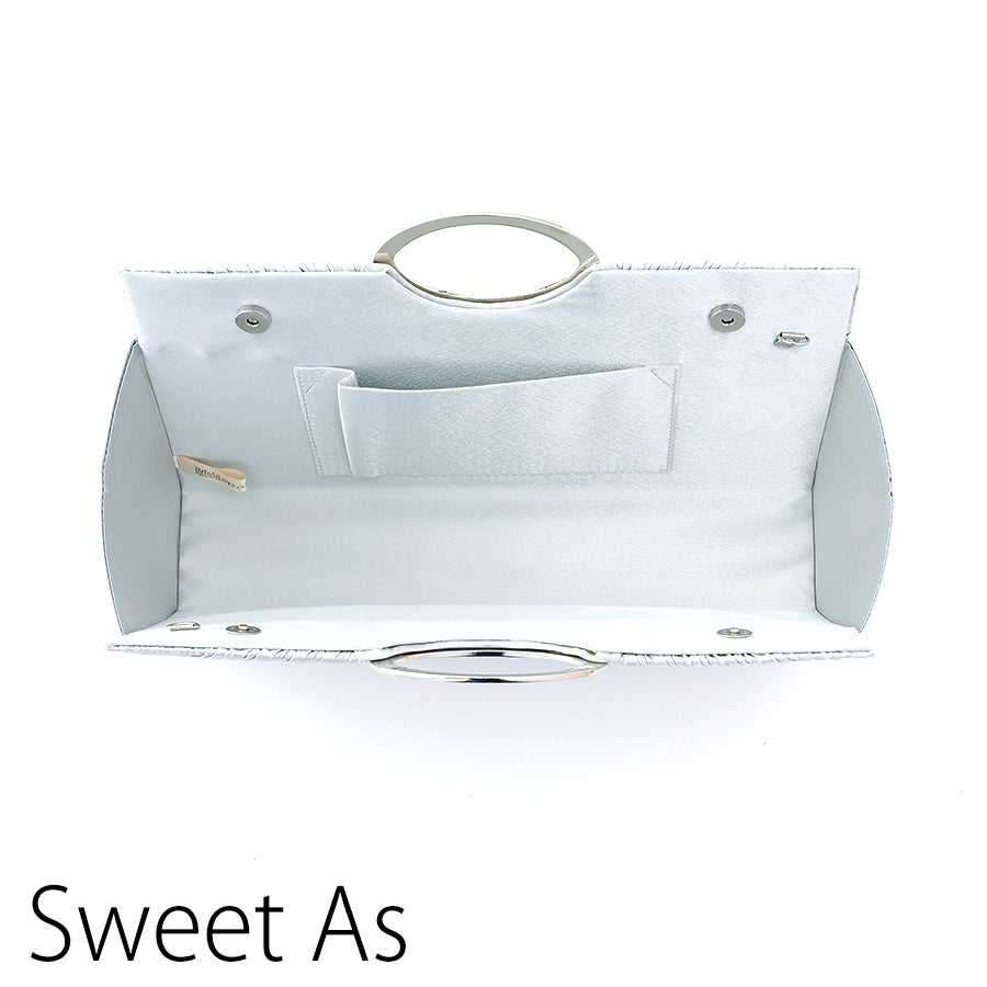 ラインストーンハンドル付きハンドバッグ(Fサイズ/シルバー/Sweet As(スウィートアズ))USED