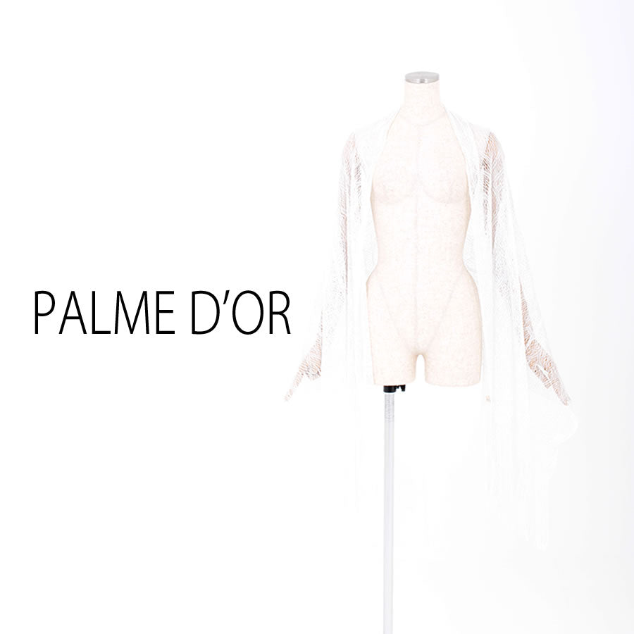ラメ メッシュ ショール(Fサイズ/ホワイト/PALME D'OR(パルムドール))USED