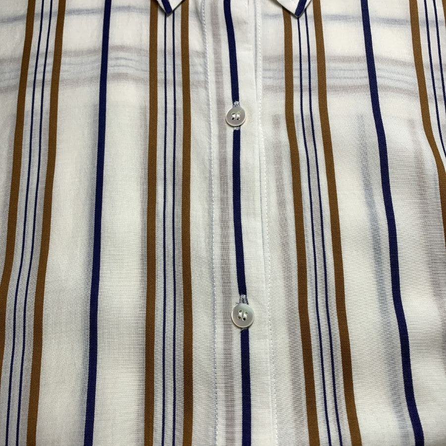 ストライプシャツワンピース(Mサイズ/ホワイト/TRANS WORK(トランスワーク))USED