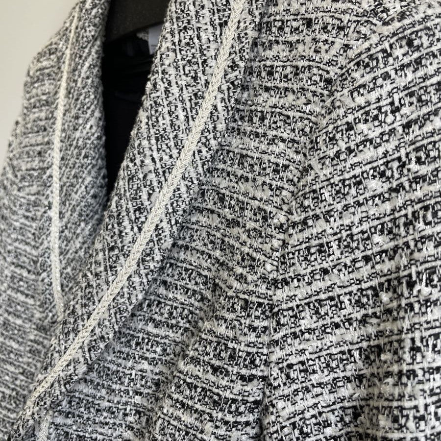 【セットアップ】ツイードテーラードジャケット&フレアワンピース(Mサイズ/ブラック/GIRL(ガール))