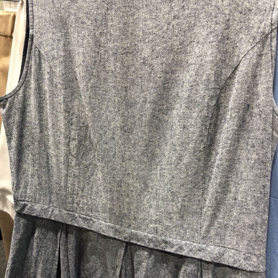 麻混ノースリーブワンピース(XLサイズ/ネイビー/Otto(オットー)),春,夏,USED