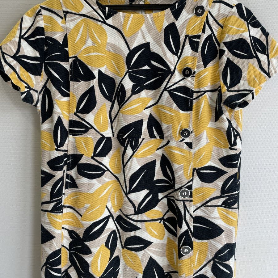 ストレッチピケ・ボタンワンピース(Lサイズ/イエロー/DoCLASSE(ドゥクラッセ))USED