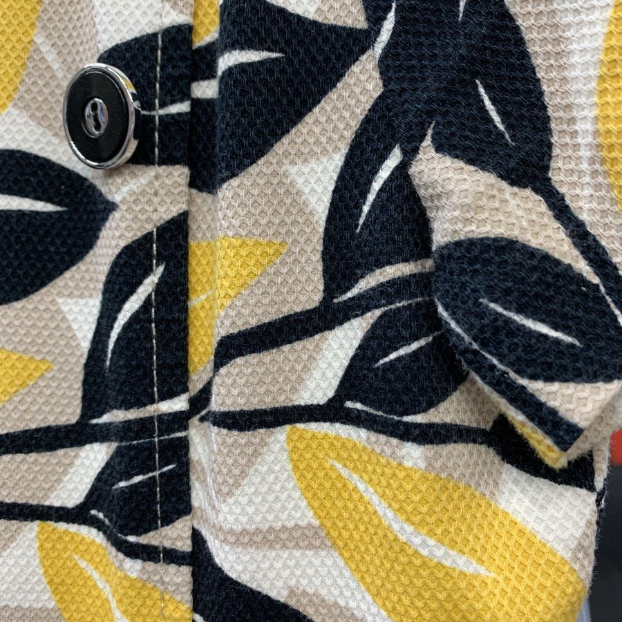 ストレッチピケ・ボタンワンピース(Mサイズ/イエロー/DoCLASSE(ドゥクラッセ))USED