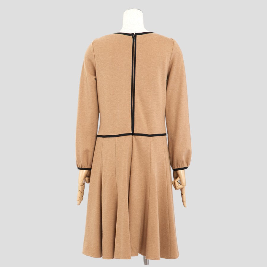 パイピングワンピース(Mサイズ/ベージュ/mila schon(ミラ・ショーン))USED