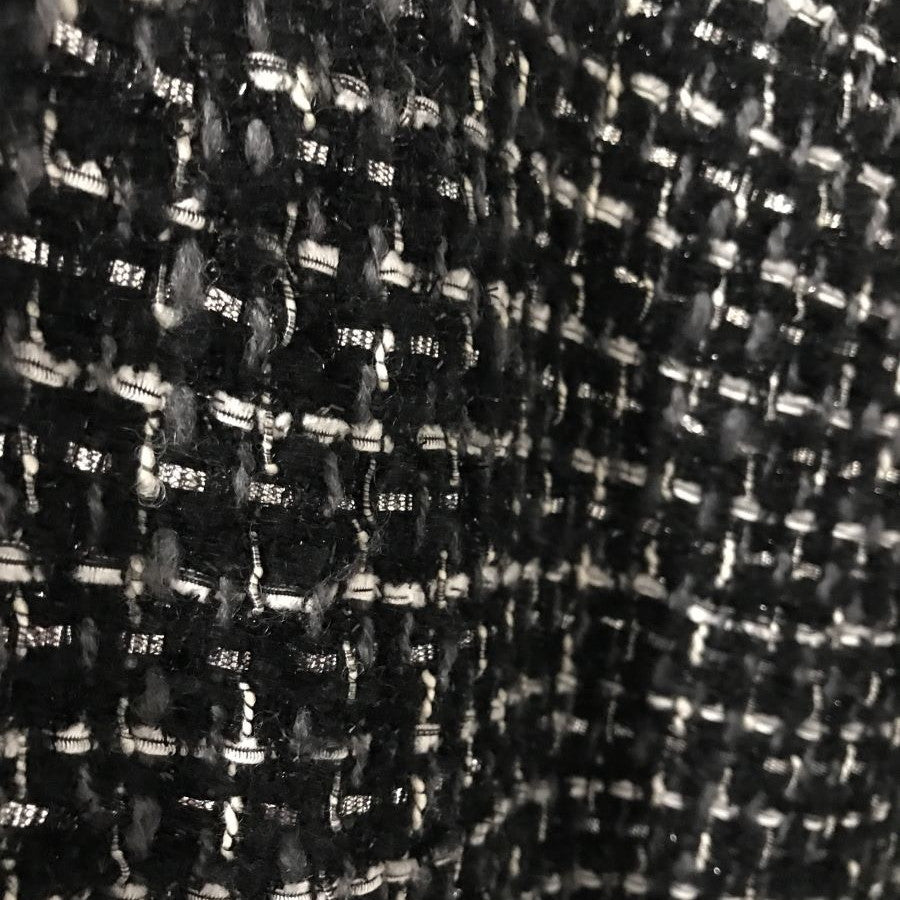 ラメツイード フレンチスリーブワンピース(Lサイズ/ブラック/DAMA collection(ダーマ・コレクション))USED