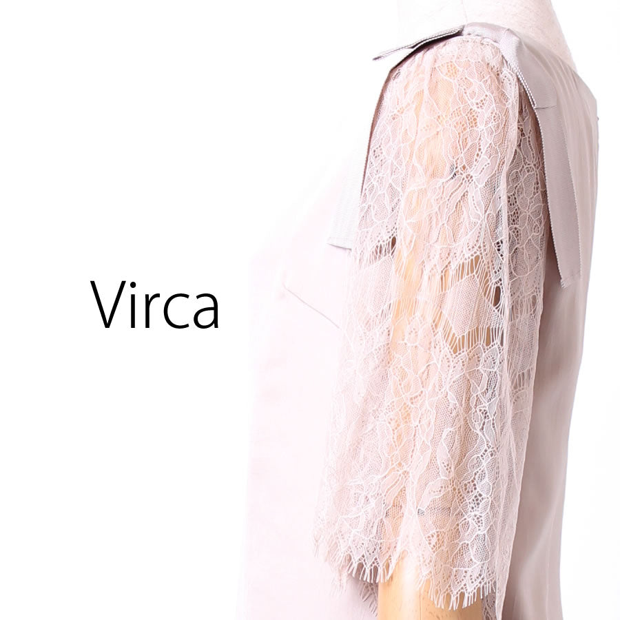 袖リボン レースワンピース(Fサイズ/ベージュ/Virca(ヴィルカ))USED
