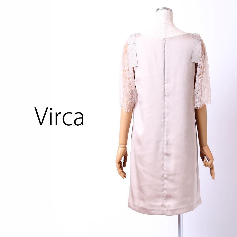袖リボン レースワンピース(Fサイズ/ベージュ/Virca(ヴィルカ))USED