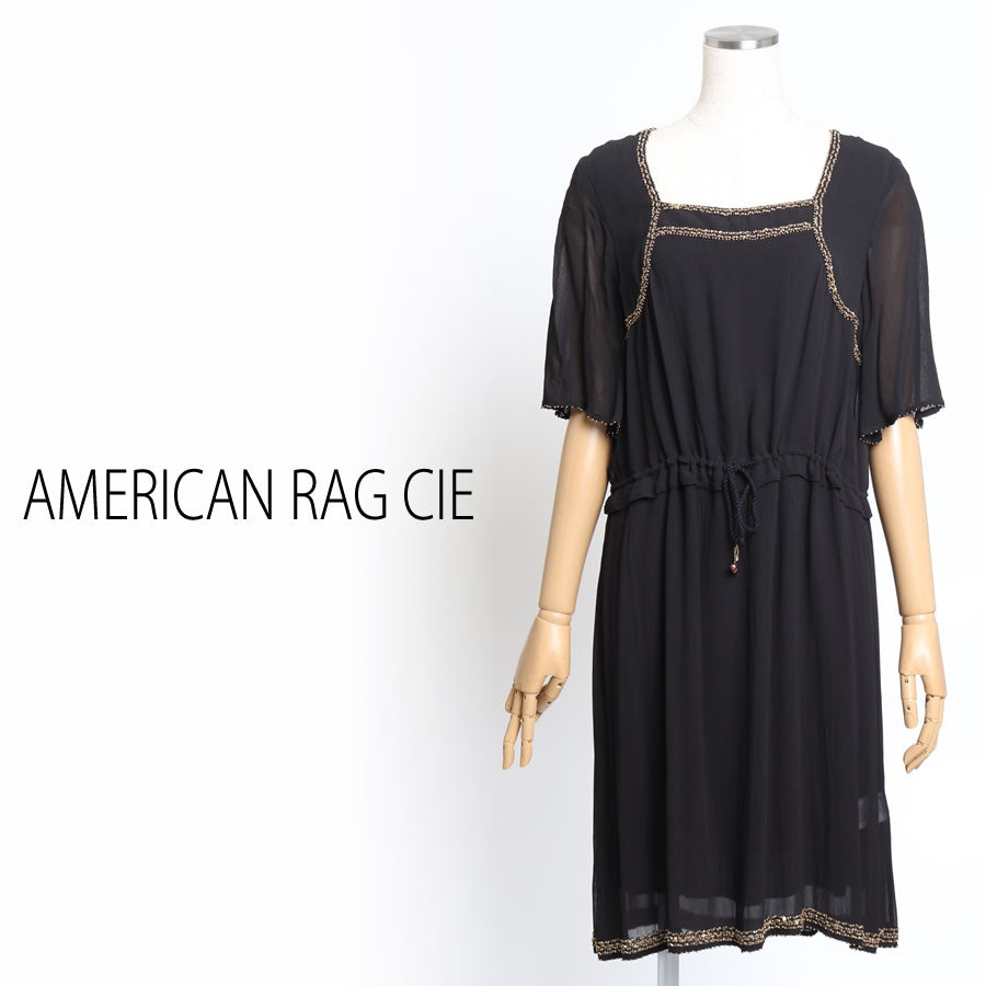 レーヨンジョーゼット スパングルワンピース(Fサイズ/ブラック/AMERICAN RAG CIE(アメリカンラグシー))USED