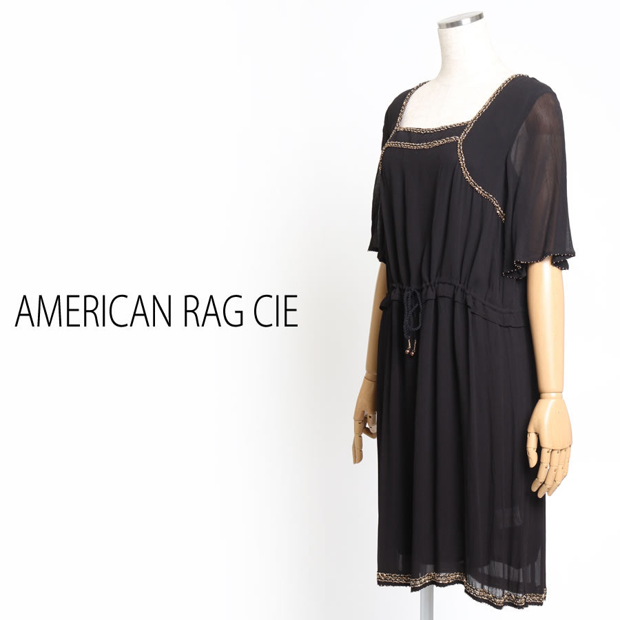 レーヨンジョーゼット スパングルワンピース(Fサイズ/ブラック/AMERICAN RAG CIE(アメリカンラグシー))USED